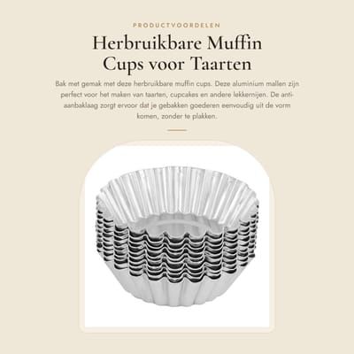 Dailygoods- Taartvorm 10 Stuks - Anti-aanbaklaag - Muffin Cups - Eiertaartvorm - Vaatwasmachinebestendig - Hoogwaardig Koolstofstaal - Bakvorm