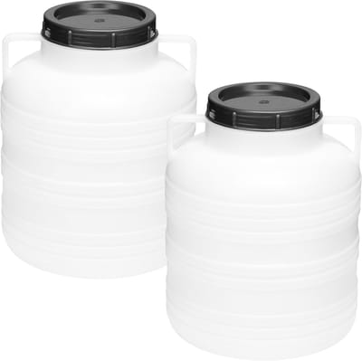 Garronda 2x20L Kunststof Trommel Met Deksel - Regenton - Vat - HDPE - Voedselvat - Tuin Hobbock – Wit – GD-STE-Barrel-B20L-2B