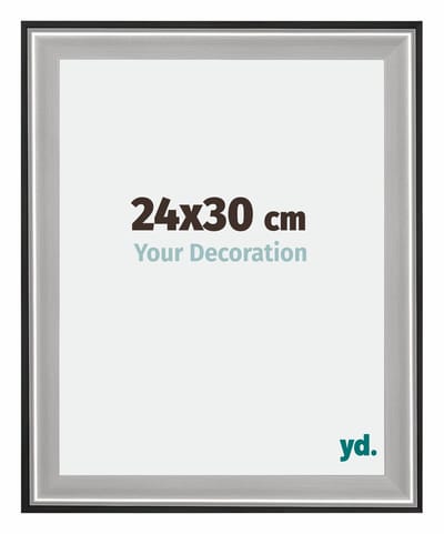 Your Decoration - Fotolijst 24x30 cm - Hout - Zwart Zilver Gepolijst - Birmingham