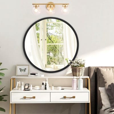 Ronde Wandspiegel van 50CM voor Thuisdecoratie - Zwart Metalen Frame voor Badkamer, Woonkamer en Slaapkamer