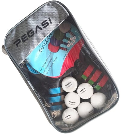 Pegasi Outdoor Smash 4 Bat‑Set – 4 Ultra Duurzame Batjes + 6 Outdoor Ballen – Siliconen – Robuust voor Buiten