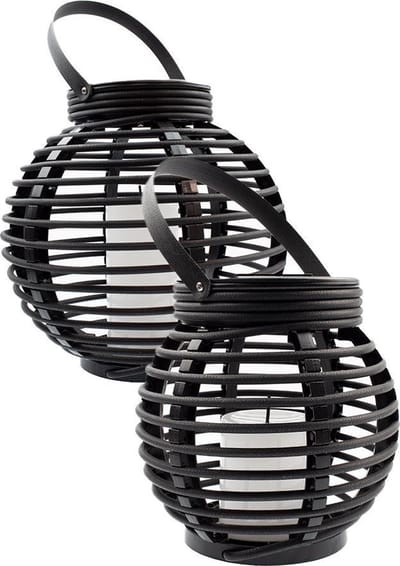 Solar tuinverlichting - Lantaarn 'Basket' - Small & Medium - Warm wit licht - Buitenlamp zonne-energie - Zwart