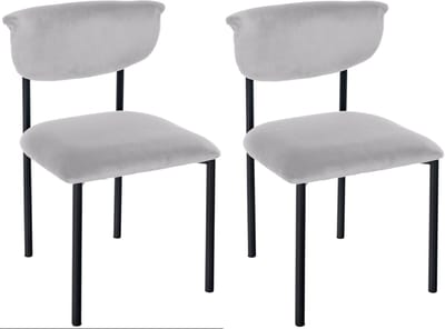 CLP Set van 2 eetkamerstoelen Gambell met rugleuning en gewatteerde fluwelen bekleding Fluweel/grijs