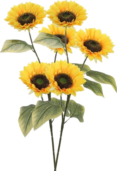 Mica Decorations Kunstbloem Zonnebloem takken - 2x - 92 cm - geel - kunst zijdebloem - decoratie