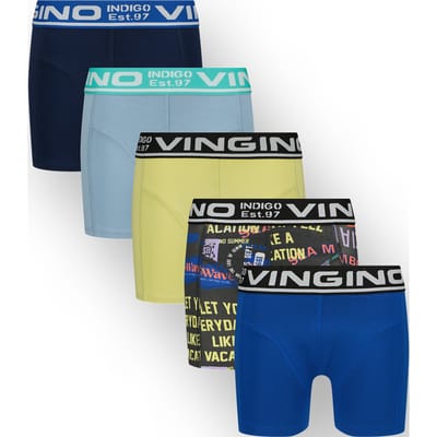 Vingino Boys B-so26 Color 5pack Boxer Seascape Blue Maat: S | Sokken Outlet | Unisex | Zwart