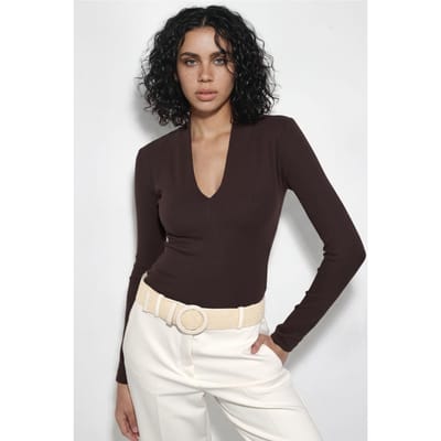 Slim Fit V-hals Lange Mouwen Blouse