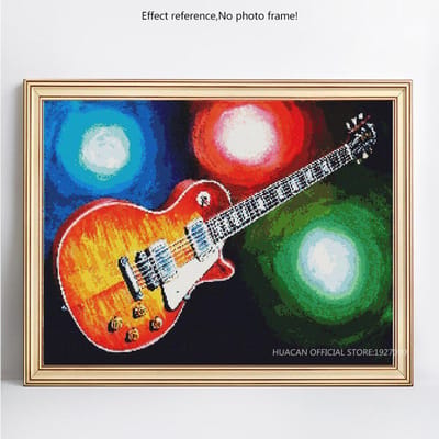 5D Diamant Schilderij Volledige Ronde Gitaar Borduursel Verkoop Foto Strass Diamant 20X30