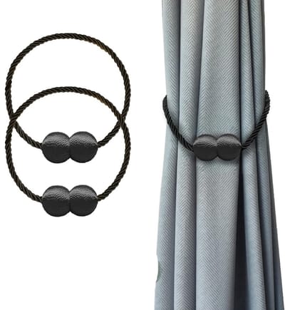 Gordijngesp - Magnetische gordijngesp - zwart 2 stuks- gordijnbinders gespen houders haken clip voor thuis buiten slaapkamer kantoor decoratieve gordijnen - 48cm
