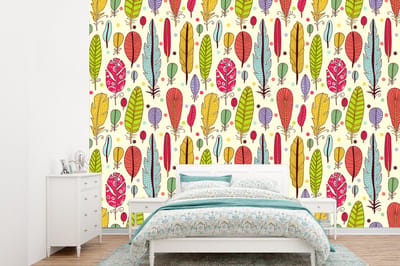 Behang - Fotobehang Patroon - Veren - Kleuren - Jongens - Kinderen - Kids - Kind - Breedte 360 cm x hoogte 260 cm