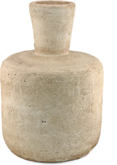 HomeBound by KY | Aardewerk vaas beige | 21,5x21,5x30cm | bloemenvaas keramiek off-white