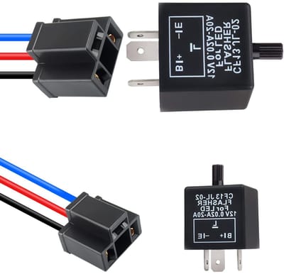 Knipperrelais 3-polig - LED Relais Richtingaanwijzer - Voertuig Verlichting - Elektronisch Instelbaar - 2 stuks - Zwart