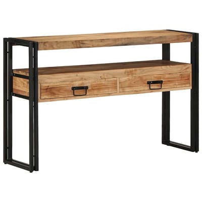 vidaXL - Wandtafel - met - lade - Bruin - 120 - x - 33 - x - 75 - cm - Massief - Acacia - Hout