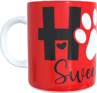 koffie beker - thee mok - tekst home sweet home - hond - dog - hondenpoot