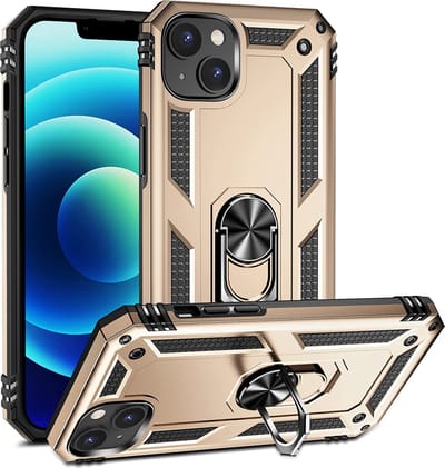 Anti-Shock Hybrid Ring Armor Hoesje Geschikt voor: iPhone 14 - goud