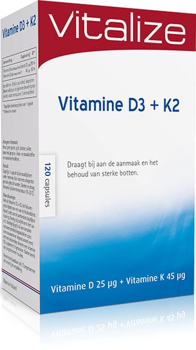 Vitalize Vitamine D3 + K2 120 capsules | Best opneembare vorm van vitamine D en K - Voor het behoud van sterke botten