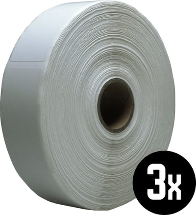 DULA Zebra kompatible Etiketten, 25 mm x 76 mm, Weiß, Permanent, Kern 25 mm, 3 Rollen, 930 Etiketten pro Rolle