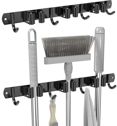 Bezem Hanger Wandmontage - Roestvrij Staal Muurbeugel voor Bezem, Dweil en Tuingereedschap