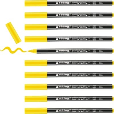 edding 4200 porseleinstift - geel - 10 pennen - penseelpunt 1-4 mm - viltstift voor het schilderen en decoreren van keramiek, porselein - vaatwasmachinebestendig, lichtechte inkt, sneldrogend