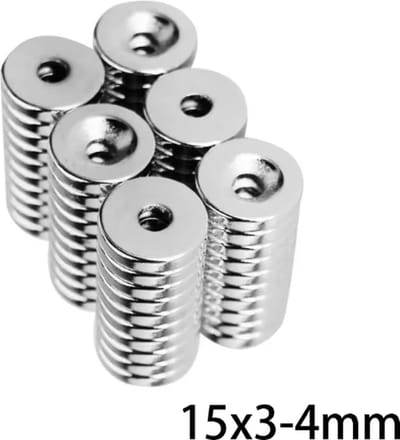 TLVX 25 stuks Ultra Sterke Magneten Rond 15x3mm met Schroefgat / Zinaps / Neodymium Magneet / Krachtige Ringmagneten / Magneet deur / Kastdeuren / Magnetische Sluitingsdeur / Lade Sluiting / Deursluiting / Vastzetten met schroef