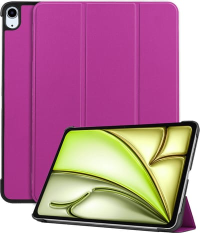 Hoes - Geschikt voor Apple iPad Air (2024/2025/2026) - 11 inch - Dun & Stevig - Trifold Bookcase - Hard Cover - Hardcover Book Case - Tablet Hoesje - Paars