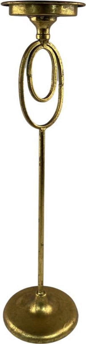 Rovlin Gouden Dinertafel Kandelaar 55 cm – Hoge Metalen Kaarsenhouder 14 x 14 x 55 cm – Luxe Tafeldecoratie voor Kerstdiner, Bruiloft en Feestdagen – Goud