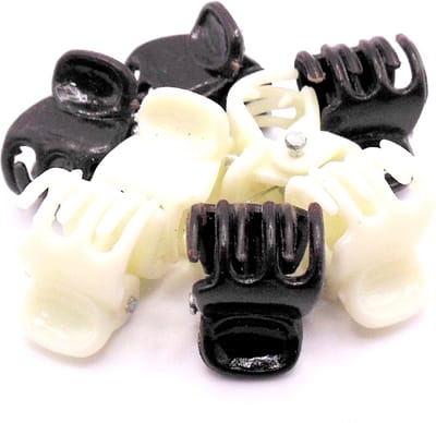 Haarklemmetjes mini donkerbruin-wit