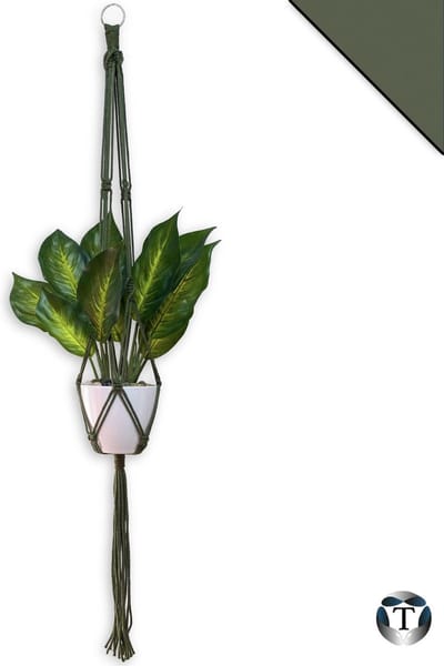 Plantenhanger Macramé | Olijfgroen | 100% Katoen | Diverse Kleuren | Plantenpot Ophangen | 100 cm | Macramé Koord | Binnen & Buiten | Plantenhanger | Macramé | Planten |Bloempot Ophangen | TheOldOmen |