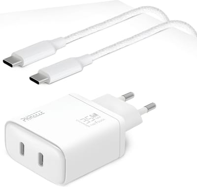 Usb C Kabel 1 Meter met 35w usb-C Oplader - 2 usbC Poorten - GaN Technologie Snellader