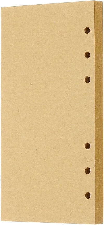 Ongebleekt onbedrukt kraftpapier voor ringbanden, 6 gaten, navulbare vellen, 80 vel/160 pagina's, beige, ideaal voor notities en schetsen