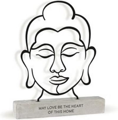 Metal Art Deco May Love – Metalen Beeld met Betonnen Voet – Woondecoratie met Inspirerende Tekst – Lijnkunst Decoratie – Housewarming Cadeau – 17 x 3 x 23 cm