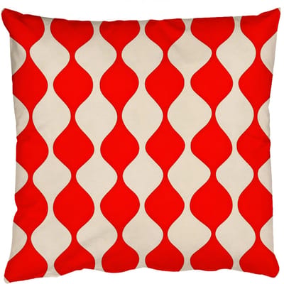 Sierkussens - Kussentjes Woonkamer - 50x50 cm - Golvend patroon - Retro - Rood - Beige