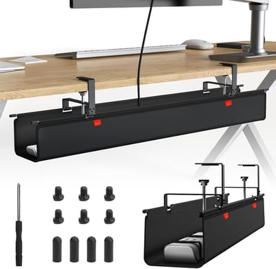 Kabelmanagement Onder Bureau met Klembevestiging, 90cm Kabelgoot voor Stroomkabels, Ideaal voor Thuiswerk, Kantoor en Gaming