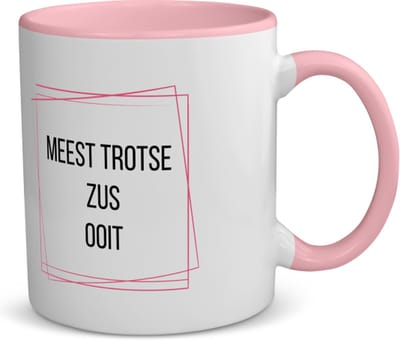 Akyol - meest trotse zus ooit koffiemok - theemok - roze - Zus - trotse zus - verjaardagscadeau - verjaardag - cadeau - cadeautje voor zus - zus artikelen - kado - geschenk - gift - 350 ML inhoud