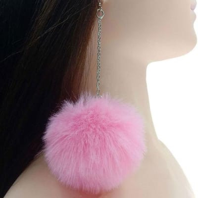Nieuwe grote pompom oorbellen mode zachte konijnenbont bal pompom hanger lange bungelende oorbellen voor vrouwen meisjes feestcadeaus gray