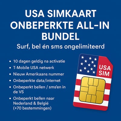 T-Mobile Simkaart Amerika USA - 10 dagen - Onbeperkt internet en Bellen - 4G/5G netwerk