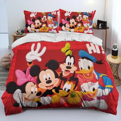 Mickey Mouse Cartoon Donald Duck HD Dekbed Beddengoed Set Dekbedovertrek Bed Set Dekbedhoes Kussensloop Queen Beddengoed Set Volwassene Kind 220*240cm 3pcs