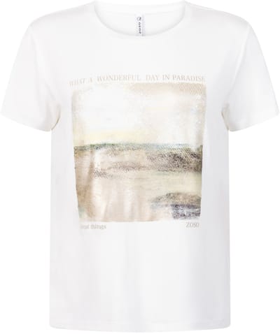 Zoso T-shirt Valerie Cotton Jersey T Shirt 251 0005-0007 Off White/sand Dames Maat - M