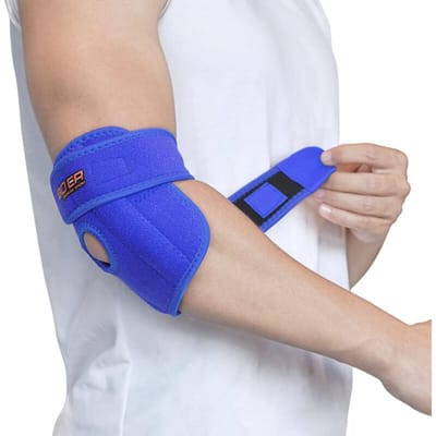 1 pièce Manchon de compression pour coude Support pour tendinite Tennis Golfeurs Arthrite Haltérophilie Protection de coude bleu