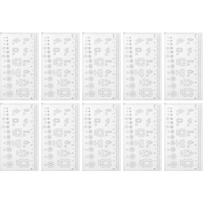 10 pièces Règle de mesure flexible pour ongles Ultra fine Portable Souple Transparente Règle pour Nail Art white