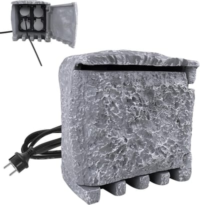 Tuinstopcontact Steenlook - Buitenstopcontact Meervoudig - Stroomvoorziening Buiten - IP44 Waterdicht - 4 Stopcontacten - Grijs