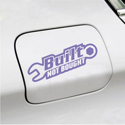 Bumpersticker - Built Not Bought - 8 X 20 - Paars
