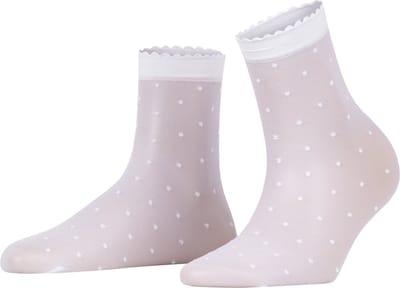 FALKE Dot gedessineerd materiaal ultra transparant 15 DEN sokken dames wit - maat 35-38