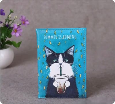 Akyol - Paspoorthouder kat - Paspoort Hoesje - Cover - Mapje - paspoort hoesje kat - Paspoort tasje - spatwaterdicht - portemonnee - blauw paspoort - paspoort blauw - vakantie - blauw paspoort hoesje - paspoort organizer - reisetui
