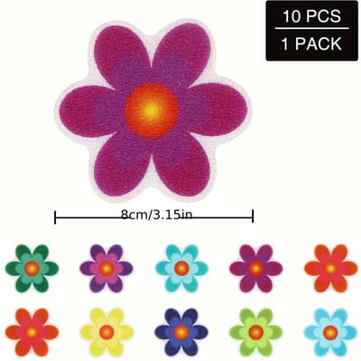 10-kleurige Bloemen Zelfklevende Antislip Stickers voor Badkuip, Badkamer en Trappen Sterke Wrijving Veiligheid Antislip Tape Kleurrijke Stickers 3.15*3.15 inch