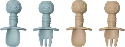 Sproudsy Kinderbestek Teddy Bear - Baby - Baby Bestek - BPA-Vrij - Lichtblauw Beige
