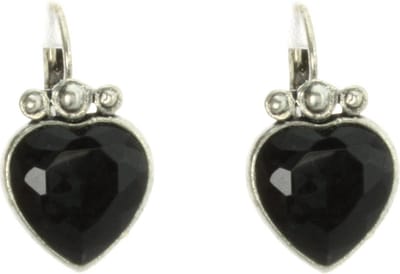 Behave - Oorbellen hanger hart zilverkleur zwart - Elegant detail 2,6 cm