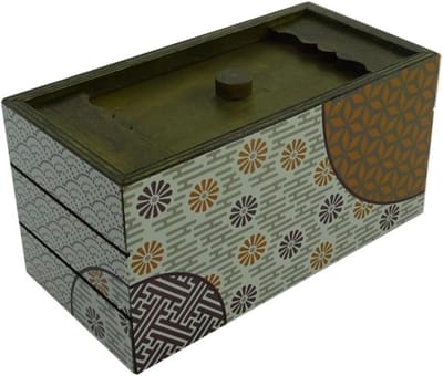 Houten Puzzeldoos - Geheime Kist - Hersenkraker Oplossen - Drie Geheime Vakken - 16 x 7.9 cm - Meerkleurig