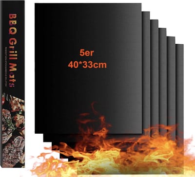 BBQ-grillmat, 5 stuks Teflon grillmat, grillmatten voor gasgrill, grillmat geschikt voor grillen, Grillmat voor gasbarbecue, grillmatten voor houtskoolgrill, grill, oven(40 x 33 cm)