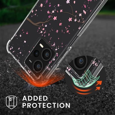 kwmobile telefoonhoesje geschikt voor Xiaomi Redmi Note 12 Pro 5G - Hoesje met telefoonkoord - Back cover voor smartphone - Case in poederroze / donkerbruin / transparant