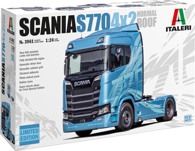 Italeri Modelbouwpakket Vrachtwagens - 3961 Scania S770 V8 Normal Roof Truck 4x2 - Limited Edition Plastic - 1:24 - Modelbouw